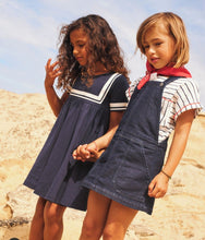 Load image into Gallery viewer, Petit Bateau Classic Organic Cotton Bib Sailor Dress