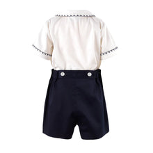 Load image into Gallery viewer, Boy Navy Smocked Set