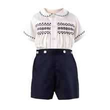 Load image into Gallery viewer, Boy Navy Smocked Set