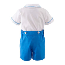 Load image into Gallery viewer, Boy French Blue Smocked Set