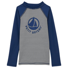 Load image into Gallery viewer, Petit Bateau Logo Navy Stripe Rash Guard