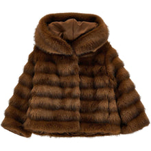 Load image into Gallery viewer, Brown fur jacket on a white background
