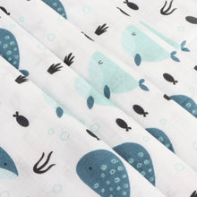 Load image into Gallery viewer, Whales Baby Swaddle Blanket (Organic Muslin)

