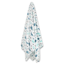 Load image into Gallery viewer, Whales Baby Swaddle Blanket (Organic Muslin)
