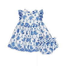 Load image into Gallery viewer, Baby Cynthia Blue Eyelet Dress Set
