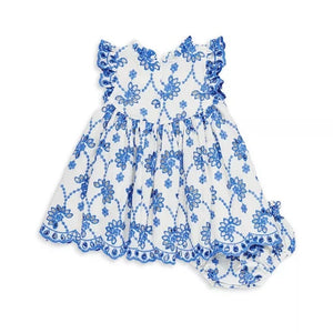 Baby Cynthia Blue Eyelet Dress Set