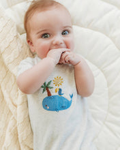 Load image into Gallery viewer, Whale &amp; Bird Embroidered Knit Baby Romper (Organic Cotton)
