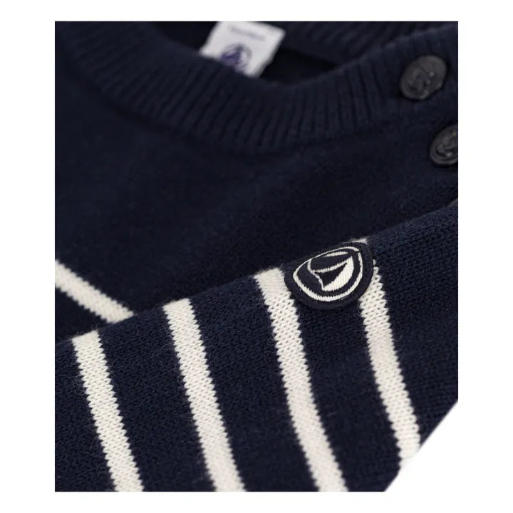 Petit Bateau Cotton Navy and White Stripe Sweater