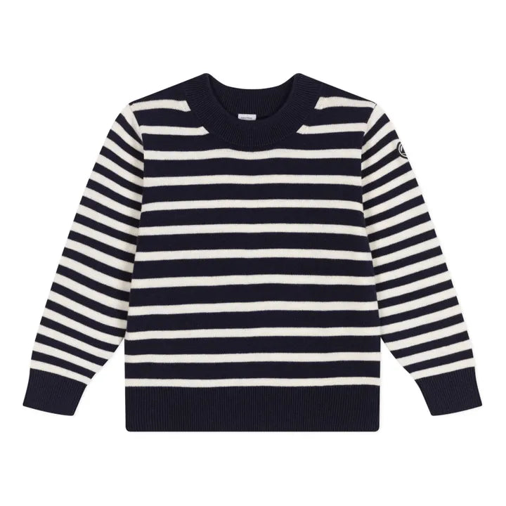 Navy Striped Crewneck Sweater