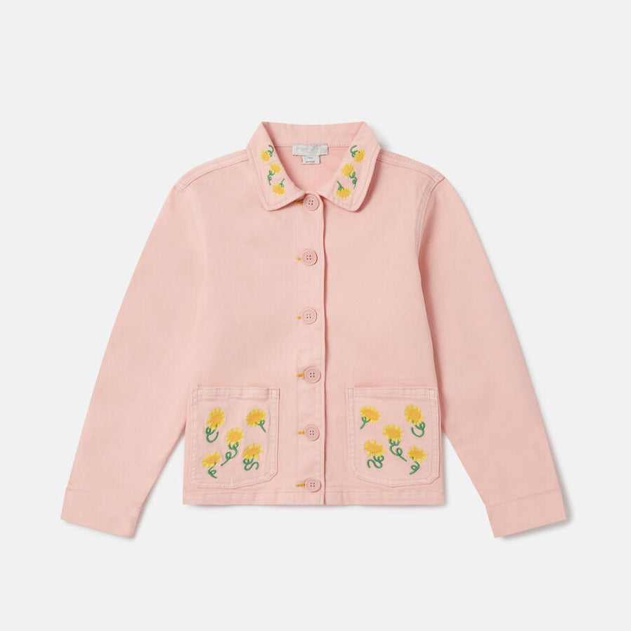 Gabardine Jacket with Embroidered Sunflowers