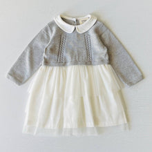 Load image into Gallery viewer, Baby dress with grey sweater and tulle skirt 

