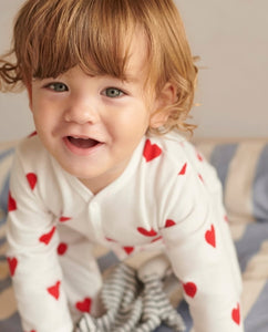 Front-Snap Heart Print Footie