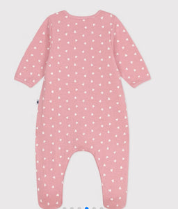 Heart Print Footie with Attached Onesie