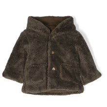 Load image into Gallery viewer, Faux Fur Baby Olive Hooded Jacket
