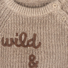 Load image into Gallery viewer, Wild &amp; Free Embroidered Chunky Knit Baby Sweater (Organic)
