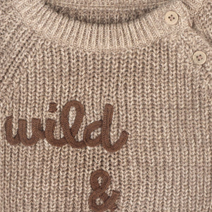 Wild & Free Embroidered Chunky Knit Baby Sweater (Organic)