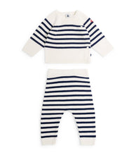 Load image into Gallery viewer, White and Navy Stripe Sweater and Pants Set
