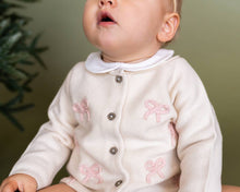 Load image into Gallery viewer, Baby Cardigan Sweater with Pink Bows
