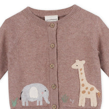 Load image into Gallery viewer, Giraffe Elephant Baby Cardigan Sweater (Organic) - 2 Colors
