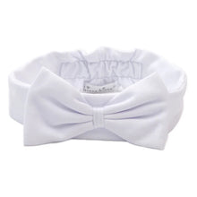 Load image into Gallery viewer, White headband with a bow on a white background
