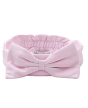 Load image into Gallery viewer, Pink headband with a bow on a white background
