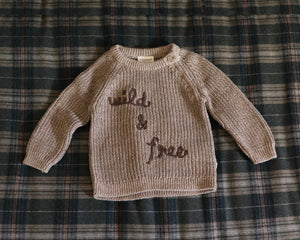 Wild & Free Embroidered Chunky Knit Baby Sweater (Organic)