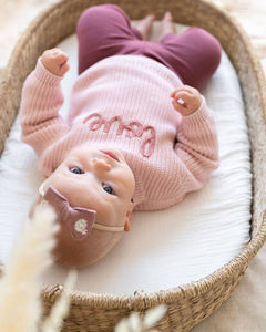 'Love' Embroidered Chunky Knit Baby Sweater (Organic)