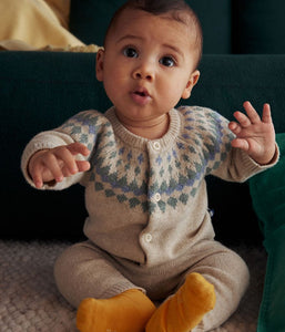 Baby Blue Fair Isle Cardigan and Pants Set