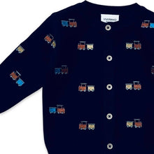 Load image into Gallery viewer, Train Embroidered Button Cardigan Baby Sweater (Organic)
