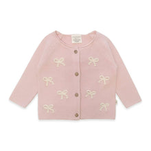 Load image into Gallery viewer, Baby Cardigan Sweater with Pink Bows
