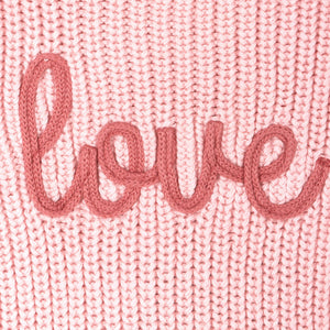 'Love' Embroidered Chunky Knit Baby Sweater (Organic)