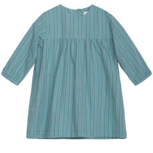 Load image into Gallery viewer, Green striped dress on a white background
