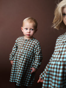 Baby Coffee Checks Brushed Dress