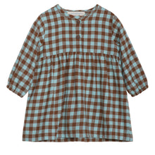 Load image into Gallery viewer, Brown and teal checkered dress
