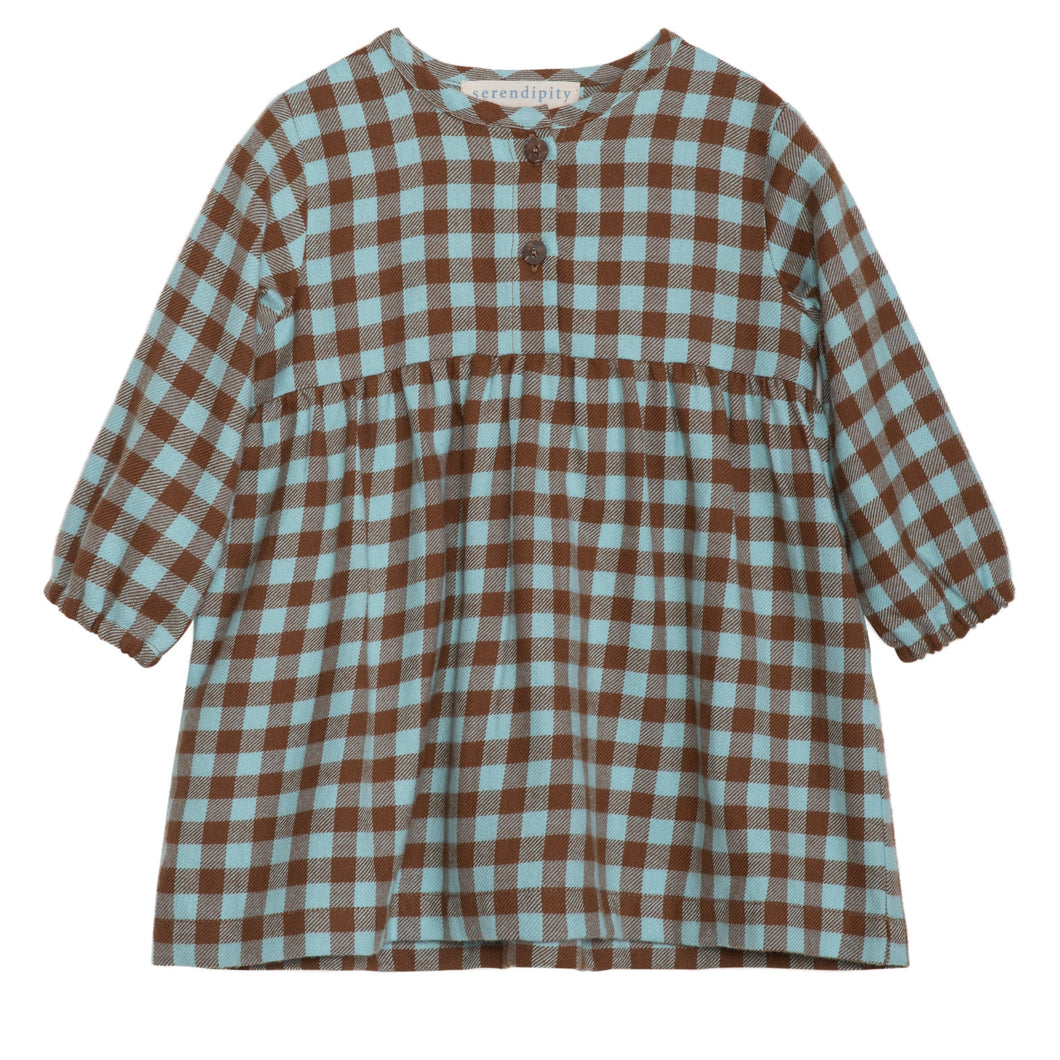 Brown and teal checkered dress