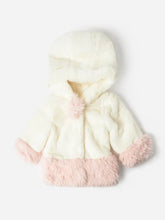 Load image into Gallery viewer, Faux Fur White Coat with Pink Trim

