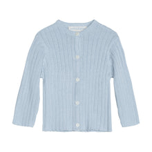Load image into Gallery viewer, Light blue ribbed cardigan on a white background
