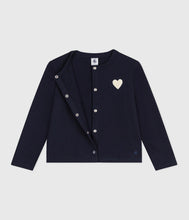 Load image into Gallery viewer, Navy Cardigan with Heart Badge
