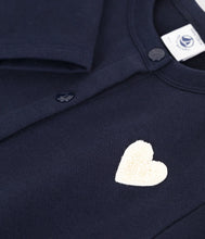Load image into Gallery viewer, Navy Cardigan with Heart Badge
