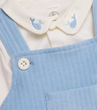Load image into Gallery viewer, Whale Onesie and Velour Overall Set
