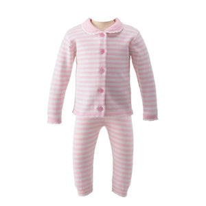 Baby Pink Striped Knitted Set