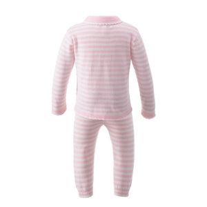 Baby Pink Striped Knitted Set