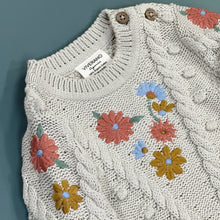Load image into Gallery viewer, Floral Embroidered Chunky Baby Pullover Sweater (Organic)
