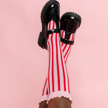 Load image into Gallery viewer, Candy Stripe Lace Top Knee High Socks
