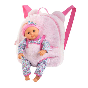 Plush Backpack Baby Doll Carrier for 12" Dolls