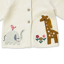 Load image into Gallery viewer, Safari Embroidered Baby Girl Organic Cardigan Sweater
