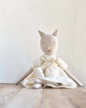 Load image into Gallery viewer, Mae the Cat — Heirloom Doll in Eyelet Meadow Skirt
