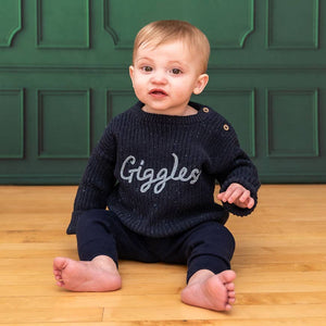 Giggles Chunky Knit Slouchy Baby Pullover Sweater-Organic