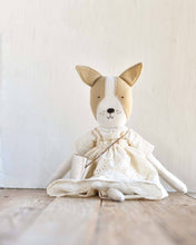 Load image into Gallery viewer, Fig the Frenchie — Heirloom Wool Doll in Eyelet Meadow Skirt
