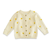 Load image into Gallery viewer, Lemon Embroidered Sweater Knit Baby Cardigan (Organic Cotton)
